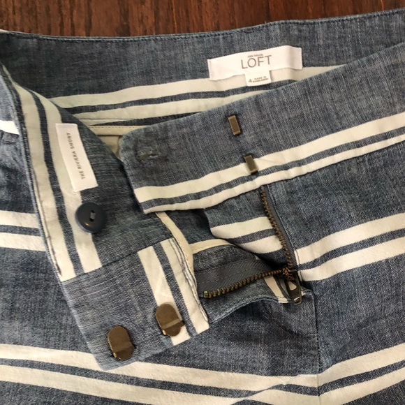 Loft Blue & White Cotton Shorts - Picture 3 of 8